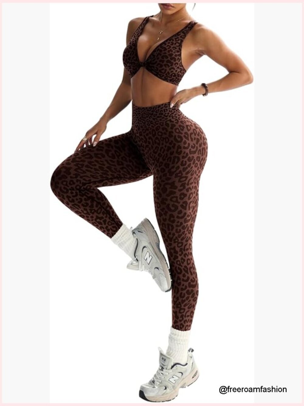 Leopard Tracksuit 2 Piece Set Sports Bra and Leggings Activewear